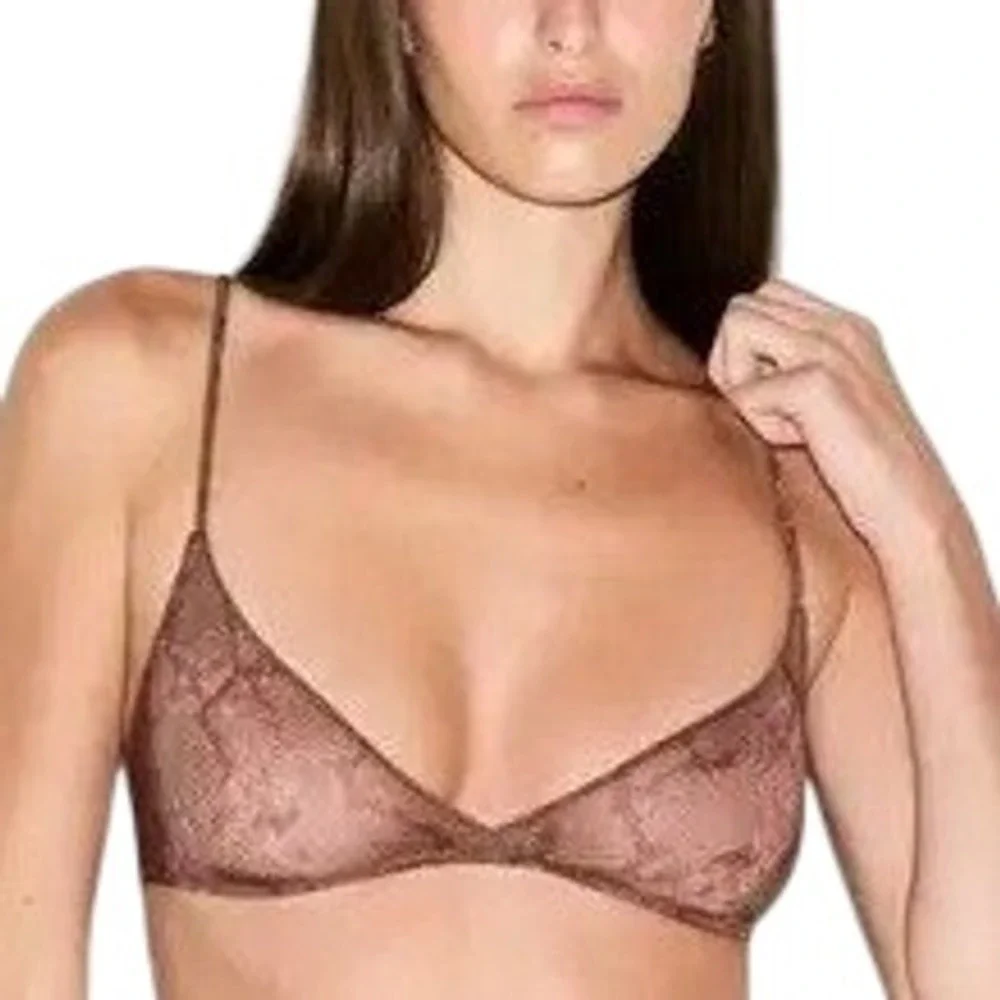 Skims Milky Sheer Triangle Bralette Jasper Snake Print Brown TR-TRI-9649W 4X